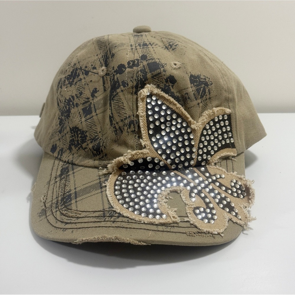 Leader L.O.G.A Hat Cap Adjustable Strap Back Embroidered Logo Distressed Brown